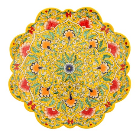 Largan Rishtan ceramics "Flowers", 31 cm, yellow mix, corrugated-10