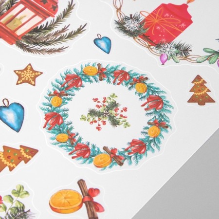 New Year sticker interior color "New Year's wreaths" 30x40 cm-3
