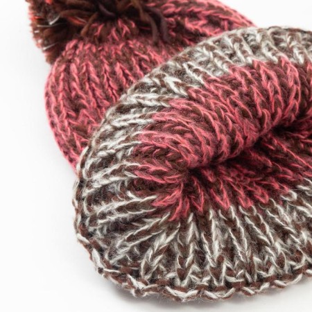 Minaku hat knitted with pompom and gateway, orange color, size 52-54-1