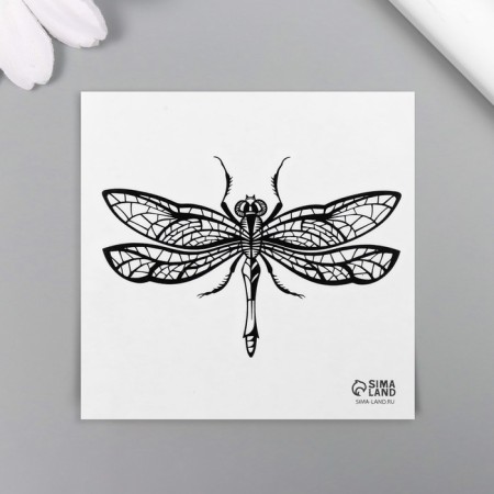 Tattoo on the body Black Dragonfly 6x6 cm-3