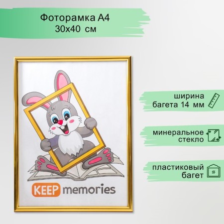Photo frame plastic 30x40 cm gold (111)