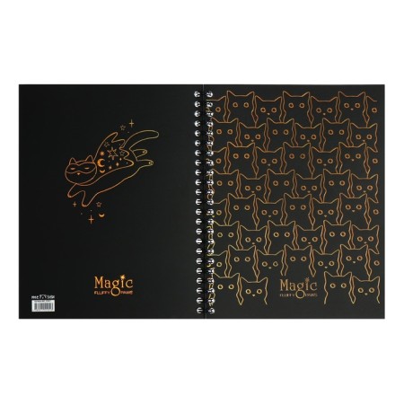 A notebook of 80 sheets in a cage on the crest of Meshu "Black Cat", a double cover, matte lamination, foil embossing-7