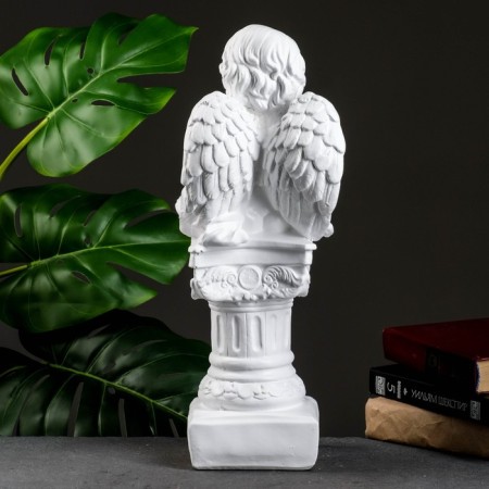 Figure "Angel on the pedestal" White 15x15x42cm-2