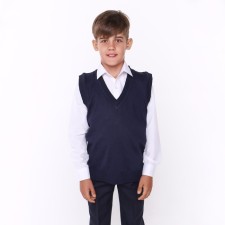School vest for a boy, blue color, height 122-128 cm