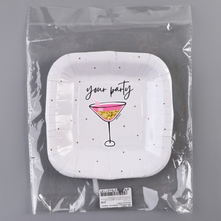Plate plate disposable square "festive" party, 16.5x16.5 cm-5