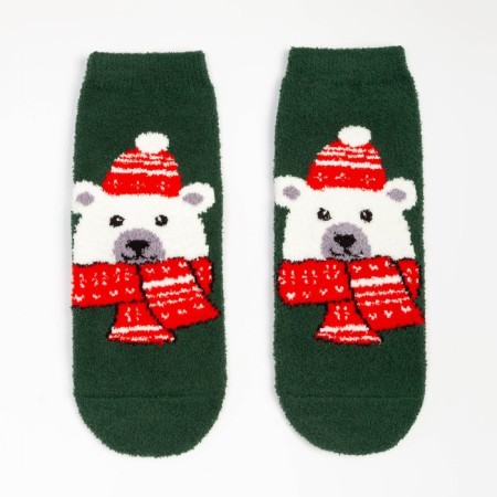 Tensor women's socks “Bear in a hat”, dark green color, size 36-40-1
