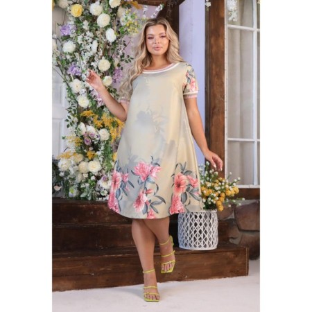 Female dress, size 60, beige color-1