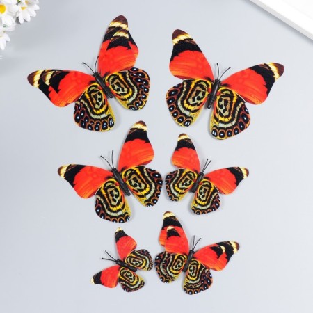 Magnet Plastic for the fabric "Double butterflies" NR 6 pcs mix h = 10; 10.5; 5; 6.7; 8.4; 6.7 cm