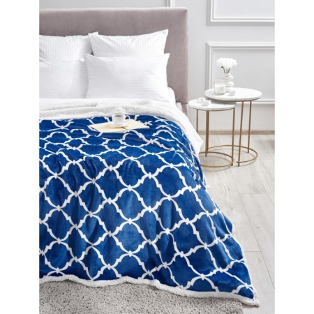 Venice blanket, size 130x150 cm, monogram, blue