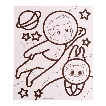 Set for creativity. Lunar fresco "Adventures in space", luminous sand + sparkles-4