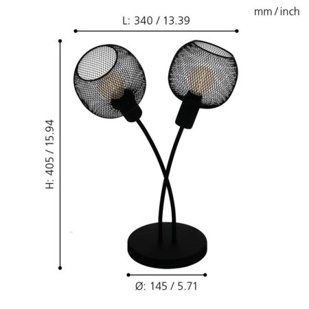 Wrington 1, 2x40W E14 table lamp, black color-3