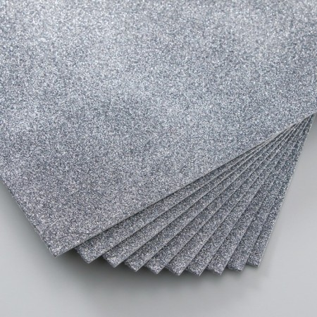 Foamiran glitter 2 mm, 20x30 cm, dark silver-2