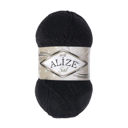 Yarn "SAL SIM" 95% acrylic, 5% metallic 460m/100g (60 black)-1