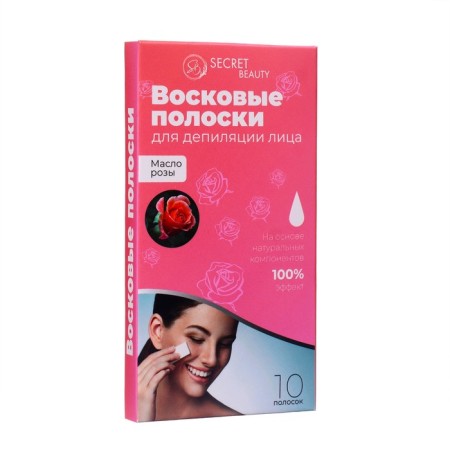Secret Beauty wax strips for facial depilation, with rose oil, 10 pcs