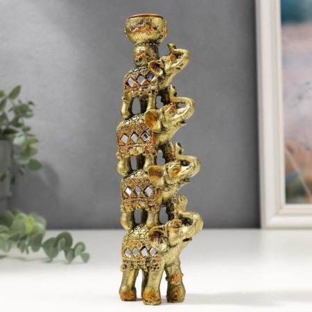 Souvenir Polystone SPRIMIDE "Pyramid of 4 Elephants in Popone with mirrors" 20x6.5x3 cm-1