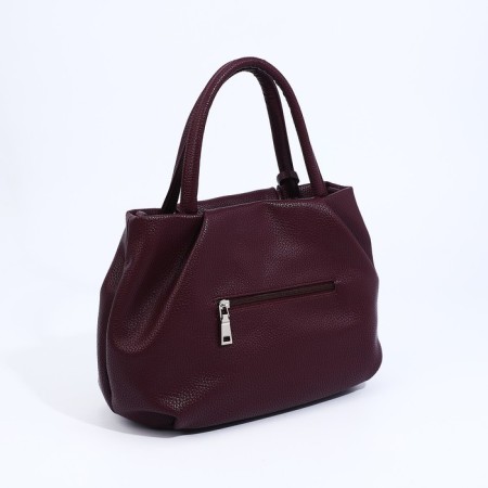 Richet bag with a zipper, external pocket, long belt, burgundy color-1
