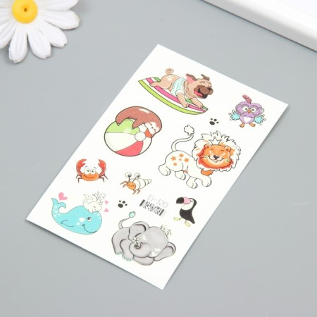 Tattoo on the body luminous "animals in the circus" 12x7.5 cm-1