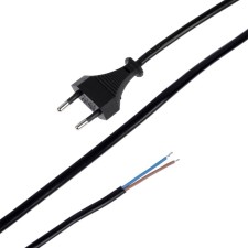 A network cord with a fork, 2.5 m, SHVVP 2 x 0.5 mm2, black