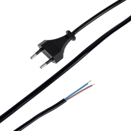 A network cord with a fork, 2.5 m, SHVVP 2 x 0.5 mm2, black