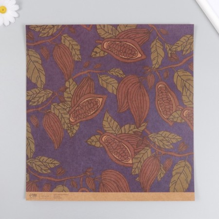Scrapbooking Kraft "Cocoa on blue" density 180 g 30.5x32 cm-1