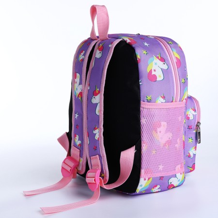 Baby backpack on lightning, 3 outer pockets, purple/pink color-2