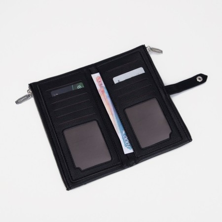 Women's wallet on the button, black color-4