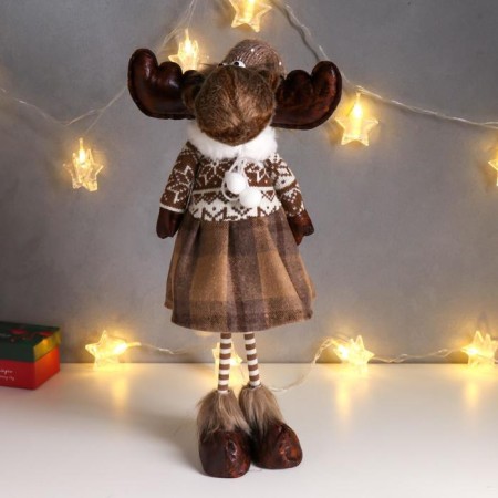 Interior doll "Losik in a skirt in a cell, and a sweater with patterns" 57x12x17 cm-1