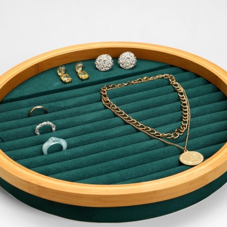 Standing for the rings "Style" 11 stripes, circle, wood, 30 × 30 × 5 cm, green color-1
