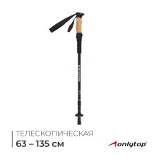 Scandinavian Walking Alitop, telescopic, 3 sections, up to 135 cm, black color