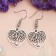Earrings Metal "Love" Tree in the heart, color black silver