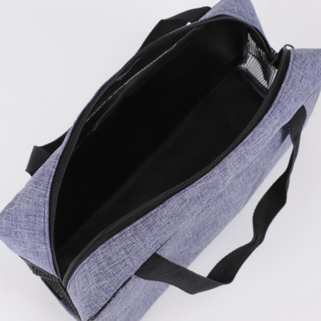 Cosmetic bag with a grid, blue color-2
