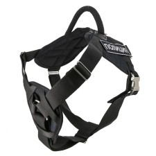 Nylon harness with breasts with metal fittings (sample m) Osh 60-70cm, OG 70-90 with stripes, MIK