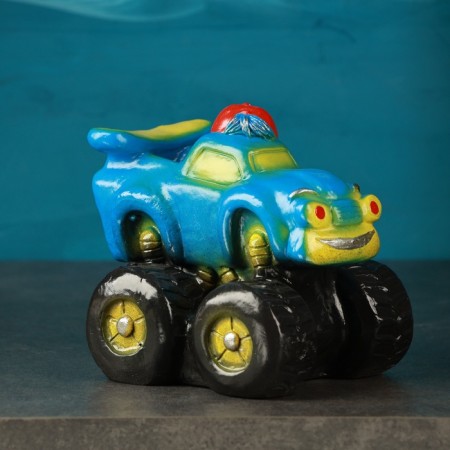 Piggy bank "Machine in the cap" Blue, 15cm-1