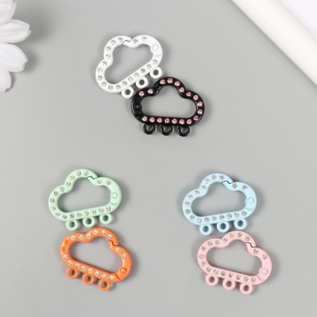 Carabine metal, plastic with rings "Cloud with rhinestones" MIX 2.4x3 cm-1
