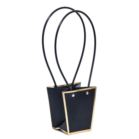 Black Flowers Bag, with embossing, moisture resistant, 12 x 12 - 8 x 8 - 12.5 cm-1