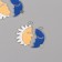 Decor for creativity metal, enamel "sun + month" set 2 pcs 2.9x2.7 cm