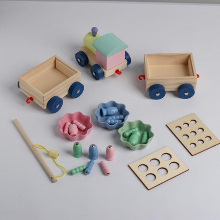 Developing game "Steam" 3 in 1: fishing + catka + sorter, 35 × 11 × 10 cm-1