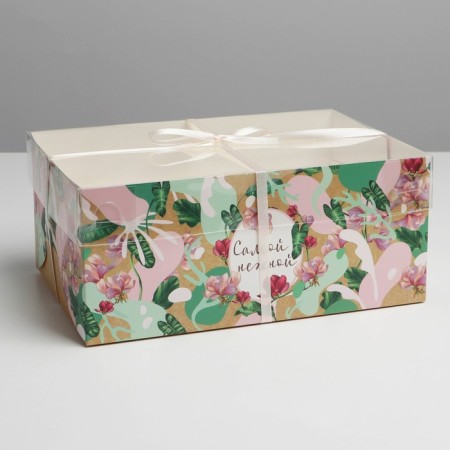 Capcake box, confectionery packaging, 6 cells “The most tender”, 23 x 16 x 10 cm