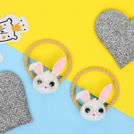 Hair elastic band "beasts" (set 2 pcs) bunnies, 3 cm-1