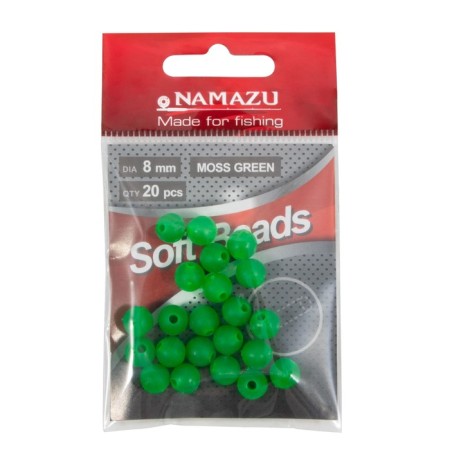 Feeder bead Namazu Soft Beads, PVC, D = 8 mm, round, dark green 20 pcs.-1