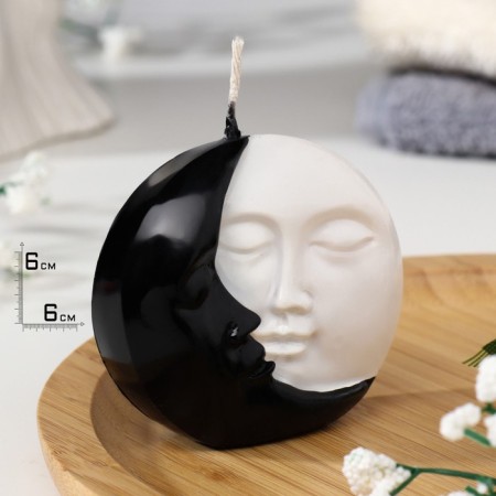 Figure candle "Sun and Moon", 6x2.5 cm, white-black