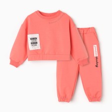 A set for a girl (sweatshirt, trousers), dark-peach color, height 104 cm