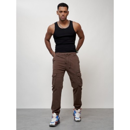 Cargo jeans men, size 56, brown color-8
