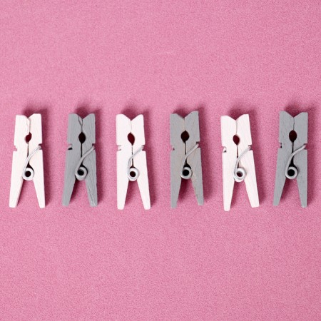 A set of clothespins for the decor "Classic", 50 pcs., 1pc. - 2.5 cm, gray and white-1