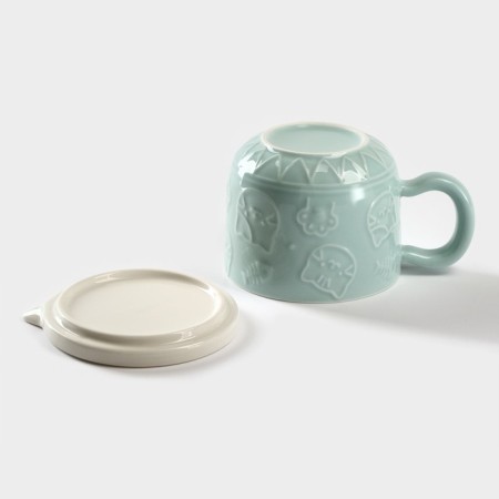 Ceramic mug “Smiling Cat”, 450 ml, blue color-3