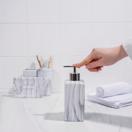 A set of accessories for the bathroom "Marble", 4 items (dispenser, soap dish, 2 glasses)-2
