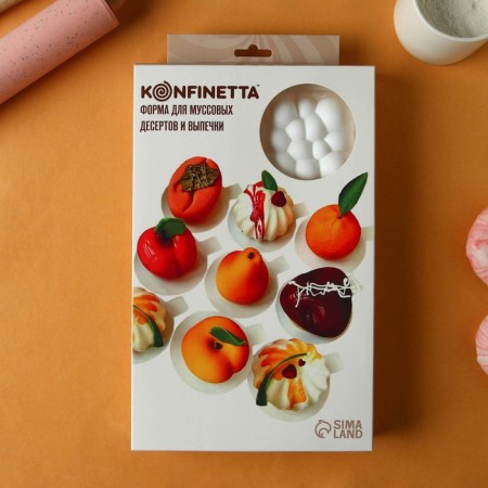 Form for baking and mousse desserts Konfinetta "Cloud", silicone, 30 × 18.8 × 3.5 cm, 6 cells (7.4 × 7.4 cm), white color-6