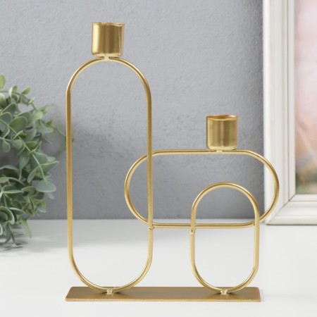 Summary Metal for 2 candles "Geometry. Smooth lines" Gold D = 2.3 cm 4x17x23 cm-1