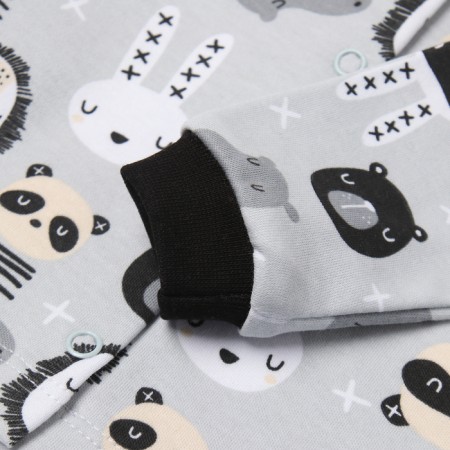 Children's blouse with long sleeve, gray/animals, height 62 cm-2