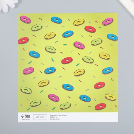 Scrapbooking paper "Donuts" density 180 g 15.5x17 cm-1